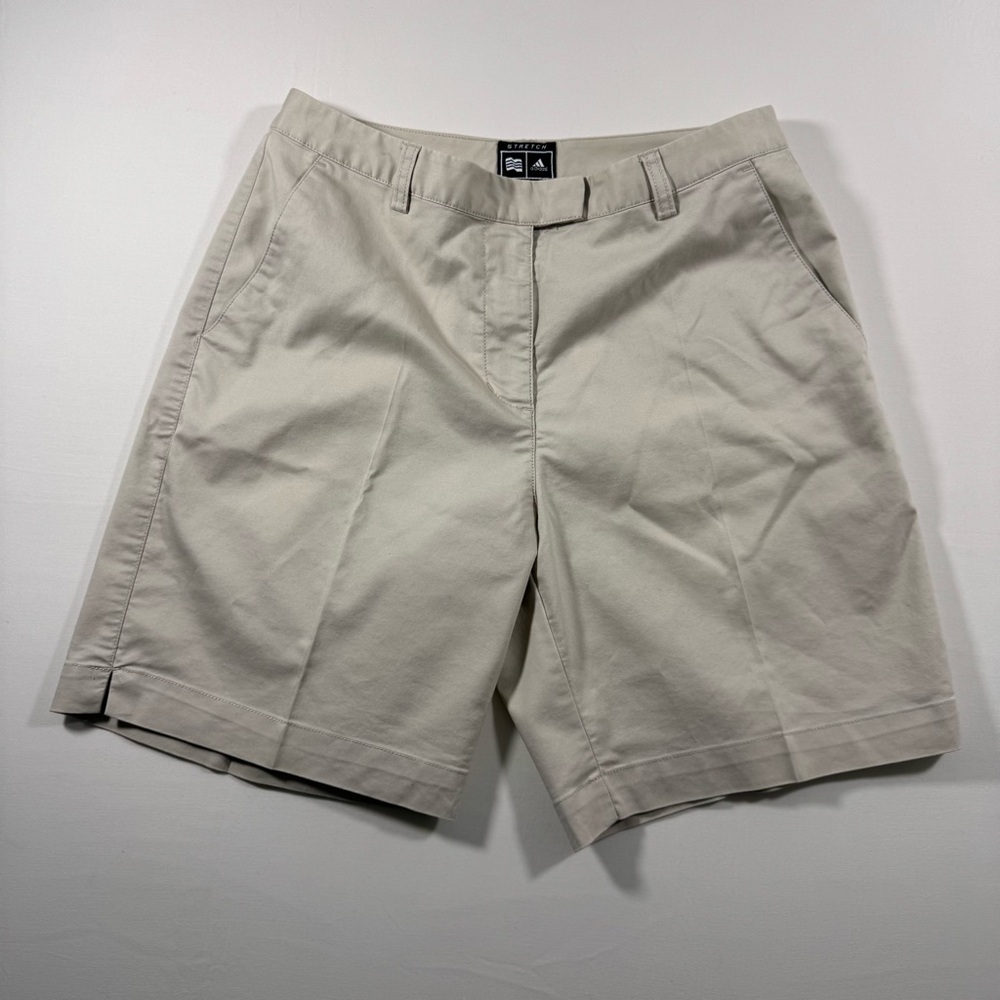 Adidas Women Size 8 Beige Stretch Shorts Classic Preppy‎ Golf Casual Summer Look